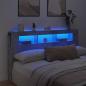 Preview: ARDEBO.de - LED-Kopfteil Betongrau 180x18,5x103,5 cm Holzwerkstoff