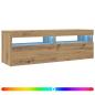 Preview: TV-Schrank mit LED Artisan-Eiche 120x35x40 cm Holzwerkstoff