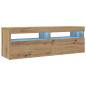 Preview: TV-Schrank mit LED Artisan-Eiche 120x35x40 cm Holzwerkstoff