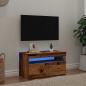 Preview: ARDEBO.de - TV-Schrank mit LED-Leuchten Altholz-Optik 75x35x40 cm