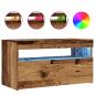 Preview: TV-Schrank mit LED-Leuchten Altholz-Optik 75x35x40 cm