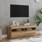 Preview: ARDEBO.de - TV-Schrank mit LED-Leuchten Artisan-Eiche 100x35x40 cm