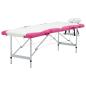 Preview: ARDEBO.de - Massageliege Klappbar 4-Zonen Aluminiumgestell Weiß und Rosa