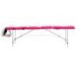Preview: Massageliege Klappbar 4-Zonen Aluminiumgestell Weiß und Rosa