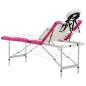 Preview: Massageliege Klappbar 4-Zonen Aluminiumgestell Weiß und Rosa