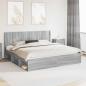 Preview: ARDEBO.de - Bettgestell mit Stauraum und Kopfteil Sonoma-Grau 200 x 200 cm