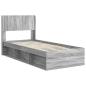 Preview: Bettgestell mit Stauraum und Kopfteil Grau Sonoma 100 x 200 cm
