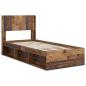Preview: Bettgestell mit Stauraum und Kopfteil Altholz 100 x 200 cm