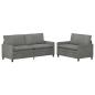 Preview: Sofa Set 2 stk. Dunkelgrau Samt