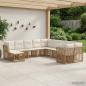 Preview: ARDEBO.de - Outdoor-Sofagarnitur 11 stk. Nat?rlich und Cremwei? Polyester