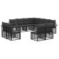 Preview: Outdoor-Sofagarnitur 11 stk. Schwarz und Dunkelgrau Polyester
