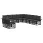 Preview: Outdoor-Sofagarnitur 11 stk. Schwarz und Dunkelgrau Polyester