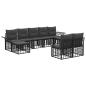 Preview: Outdoor-Sofagarnitur 9 stk. Schwarz und Dunkelgrau Polyester