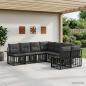 Preview: ARDEBO.de - Outdoor-Sofagarnitur 8 stk. Schwarz und Dunkelgrau Polyester