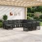 Preview: ARDEBO.de - Gartensofa-set 12 stk. Schwarz und Dunkelgrau Poly-Rattan