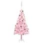 Preview: ARDEBO.de - Künstlicher Weihnachtsbaum mit Beleuchtung & Kugeln Rosa 120cm
