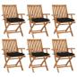 Preview: ARDEBO.de - Klappbare Gartenstühle mit Kissen 6 Stk. Massivholz Teak