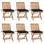 Preview: ARDEBO.de - Klappbare Gartenstühle mit Kissen 6 Stk. Massivholz Teak
