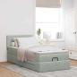 Preview: Ottoman-Bett mit Matratze Hellgrau 80x200 cm Samt
