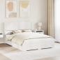 Preview: ARDEBO.de - Bettgestell mit Stauraum und Kopfteil Weiß Holzwerkstoff