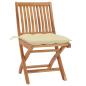 Preview: Gartenstühle 2 Stk. mit Cremeweißen Kissen Massivholz Teak