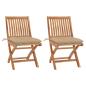 Preview: ARDEBO.de - Gartenstühle 2 Stk. mit Beige Kissen Massivholz Teak