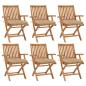Preview: ARDEBO.de - Klappbare Gartenstühle mit Kissen 6 Stk. Massivholz Teak
