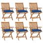 Preview: ARDEBO.de - Klappbare Gartenstühle mit Kissen 6 Stk. Massivholz Teak