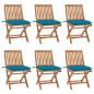 Preview: ARDEBO.de - Klappbare Gartenstühle mit Kissen 6 Stk. Massivholz Teak