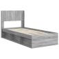 Preview: Bettgestell mit Stauraum und Kopfteil Grau Sonoma 90 x 190 cm