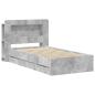 Preview: Bettgestell mit Stauraum und Kopfteil Betongrau 75 x 190 cm