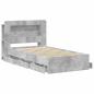 Preview: Bettgestell mit Stauraum und Kopfteil Betongrau 75 x 190 cm