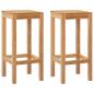 Preview: Barhocker 2 stk. Natur Massivholz Teak