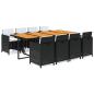 Preview: 9-tlg. Garten-Essgruppe mit Kissen Poly Rattan Schwarz