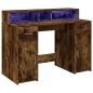 Preview: LED-Schreibtisch Räuchereiche 120x55x91 cm Holzwerkstoff