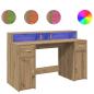 Preview: LED-Schreibtisch Artisan-Eiche 140x55x91 Holzwerkstoff