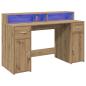 Preview: LED-Schreibtisch Artisan-Eiche 140x55x91 Holzwerkstoff