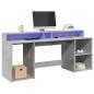 Preview: ARDEBO.de - LED-Schreibtisch Betongrau 200x55x91 cm Holzwerkstoff