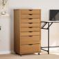 Preview: ARDEBO.de - Rollschrank mit Schubladen MOSS Honigbraun Massivholz Kiefer