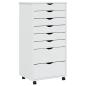 Preview: Rollschrank mit Schubladen MOSS Wei? Massivholz Kiefer