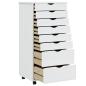Preview: Rollschrank mit Schubladen MOSS Wei? Massivholz Kiefer