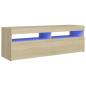 Preview: ARDEBO.de - TV-Schrank mit LED-Leuchten Sonoma-Eiche 120x35x40 cm