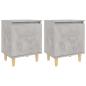 Preview: Nachttische mit Massivholz-Beinen 2 Stk. Betongrau 40x30x50cm