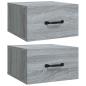 Preview: Wand-Nachttische 2 Stk. Grau Sonoma 35x35x20 cm