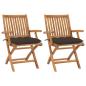 Preview: ARDEBO.de - Gartenstühle 2 Stk. mit Taupe Kissen Massivholz Teak