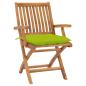 Preview: Gartenstühle 2 Stk. mit Hellgrünen Kissen Massivholz Teak