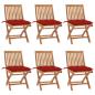 Preview: ARDEBO.de - Klappbare Gartenstühle mit Kissen 6 Stk. Massivholz Teak