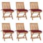 Preview: ARDEBO.de - Klappbare Gartenstühle mit Kissen 6 Stk. Massivholz Teak