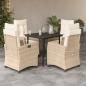 Preview: ARDEBO.de - 5-tlg. Garten-Essgruppe mit Kissen Beige Poly Rattan