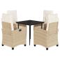Preview: 5-tlg. Garten-Essgruppe mit Kissen Beige Poly Rattan